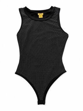 Daisy Black Rhinestone Sleeveless Bodysuit
